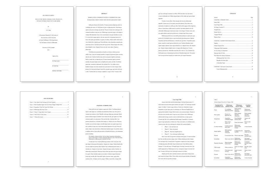 APA style 7th edition thesis formatting for US university.