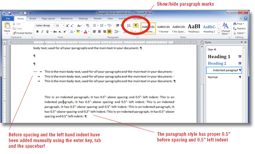 Add space in Word document